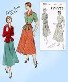 New York 765: 1950s Uncut Designer Peplum Dress Sz 36 B Vintage Sewing Pattern