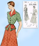 New York 765: 1950s Uncut Designer Peplum Dress Sz 36 B Vintage Sewing Pattern