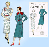 New York 772: 1950s Uncut Misses Peplum Suit Size 36 Bust Vintage Sewing Pattern
