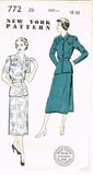 New York 772: 1950s Uncut Misses Peplum Suit Size 36 Bust Vintage Sewing Pattern