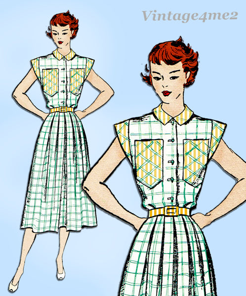 New York 780: 1940s Uncut Misses Shirtwaist Dress Sz 29 B Vintage Sewing Pattern