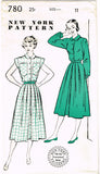 New York 780: 1940s Uncut Misses Shirtwaist Dress Sz 29 B Vintage Sewing Pattern