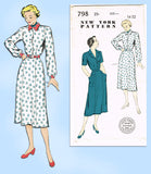 New York 798: 1950s Uncut Misses Shirtwaist Dress Sz 32 B Vintage Sewing Pattern