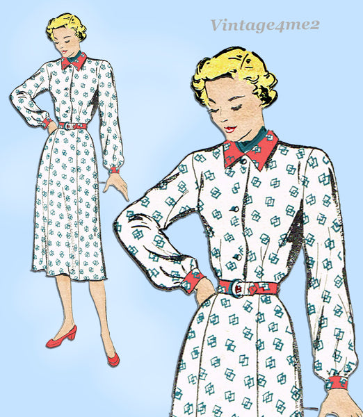 New York 798: 1950s Uncut Misses Shirtwaist Dress Sz 32 B Vintage Sewing Pattern