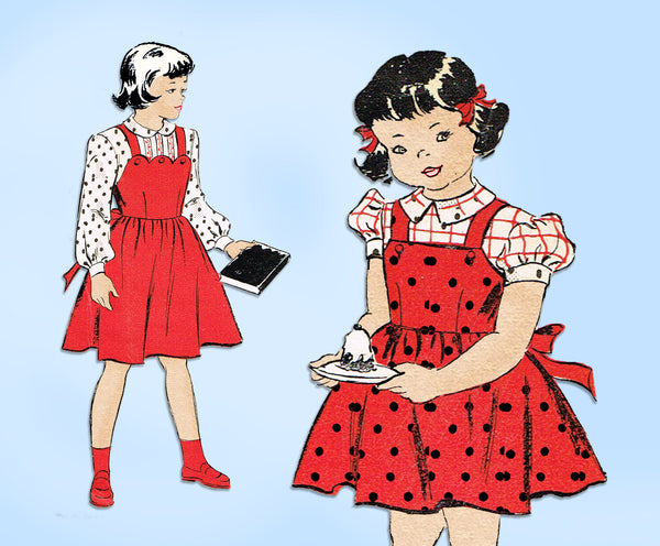 1950s Vintage New York Sewing Pattern 801 Uncut Little Girls Jumper Size 10
