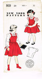 1950s Vintage New York Sewing Pattern 801 Uncut Little Girls Jumper Size 10