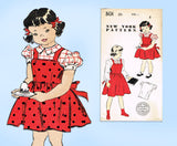 1950s Vintage New York Sewing Pattern 801 Uncut Little Girls Jumper Size 8