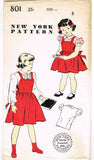 1950s Vintage New York Sewing Pattern 801 Uncut Little Girls Jumper Size 8