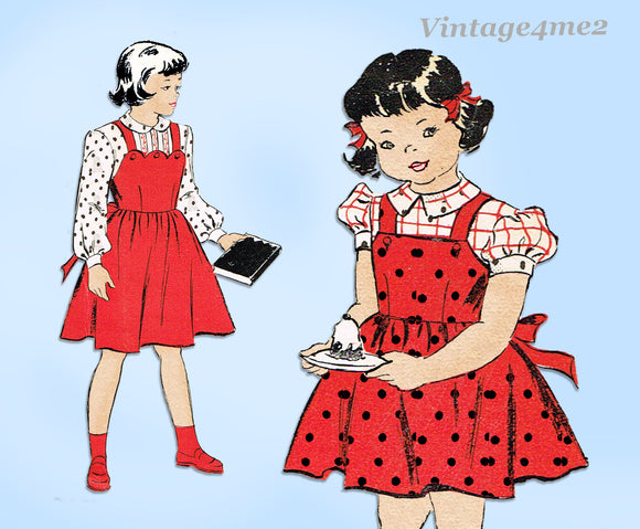 1950s Vintage New York Sewing Pattern 801 Uncut Little Girls Jumper Size 8