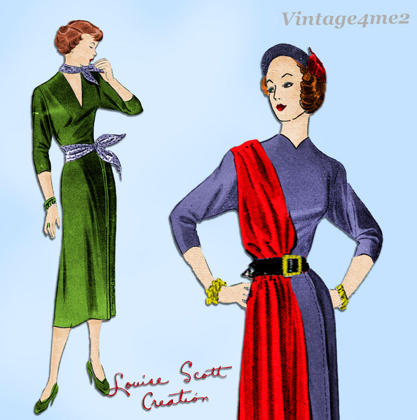 New York 803: 1950s Uncut Louise Scott Dress Size 34 Bust Vintage Sewing Pattern