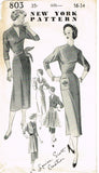 New York 803: 1950s Uncut Louise Scott Dress Size 34 Bust Vintage Sewing Pattern