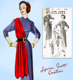 New York 803: 1950s Uncut Louise Scott Dress Size 34 Bust Vintage Sewing Pattern