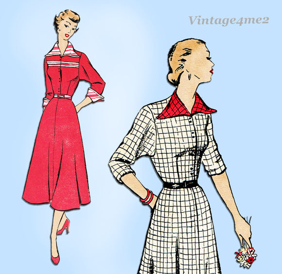 New York 804: 1950s Uncut Misses Street Dress Size 32 B Vintage Sewing Pattern