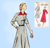 New York 804: 1950s Uncut Misses Street Dress Size 32 B Vintage Sewing Pattern
