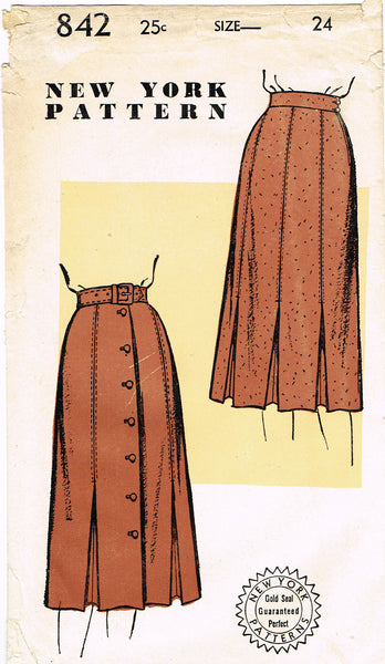 New York 842: 1950s Uncut Misses Skirt Set Sz 24 Waist Vintage Sewing Pattern