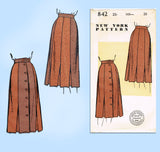 New York 842: 1950s Uncut Misses Skirt Set Sz 26 Waist Vintage Sewing Pattern