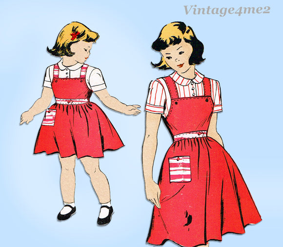 1950s Vintage New York Sewing Pattern 861 Uncut Girls Jumper & Blouse Size 10