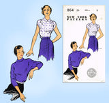 New York 864: 1950s Uncut Misses Kimono Blouse Sz 29 B Vintage Sewing Pattern