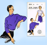 New York 864: 1950s Uncut Misses Kimono Blouse Sz 29 B Vintage Sewing Pattern
