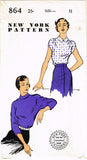 New York 864: 1950s Uncut Misses Kimono Blouse Sz 29 B Vintage Sewing Pattern