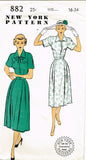 New York 882: 1950s Uncut Misses Shirtwaist Dress Sz 34 B Vintage Sewing Pattern