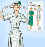 New York 882: 1950s Uncut Misses Shirtwaist Dress Sz 34 B Vintage Sewing Pattern