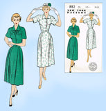 New York 882: 1950s Uncut Misses Shirtwaist Dress Sz 34 B Vintage Sewing Pattern