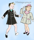 New York 1326: 1940s Uncut Baby Girls Coat & Hat Sz 2 Vintage Sewing Pattern - Vintage4me2