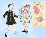 New York 1326: 1940s Uncut Baby Girls Coat & Hat Sz 2 Vintage Sewing Pattern - Vintage4me2