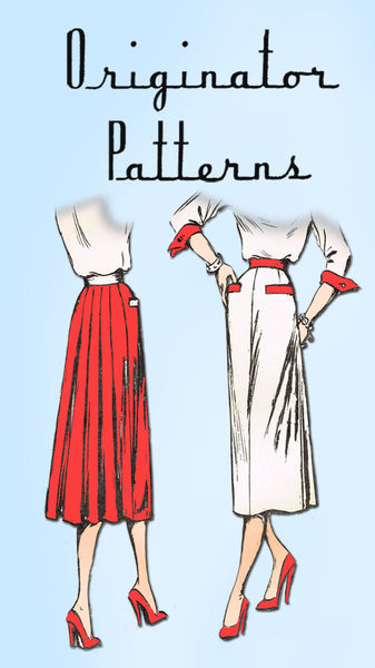 1940s Very Rare Originator Designer Pattern 378 Uncut Misses Pleated Skirt 24W - Vintage4me2