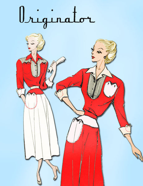 1940s Very Rare Originator Designer Pattern 219 Uncut Misses Western Dress 30B