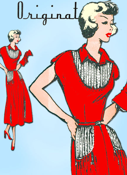 1940s Very Rare Originator Designer Pattern 323 FF Misses Dress Tucked Yoke 30B - Vintage4me2