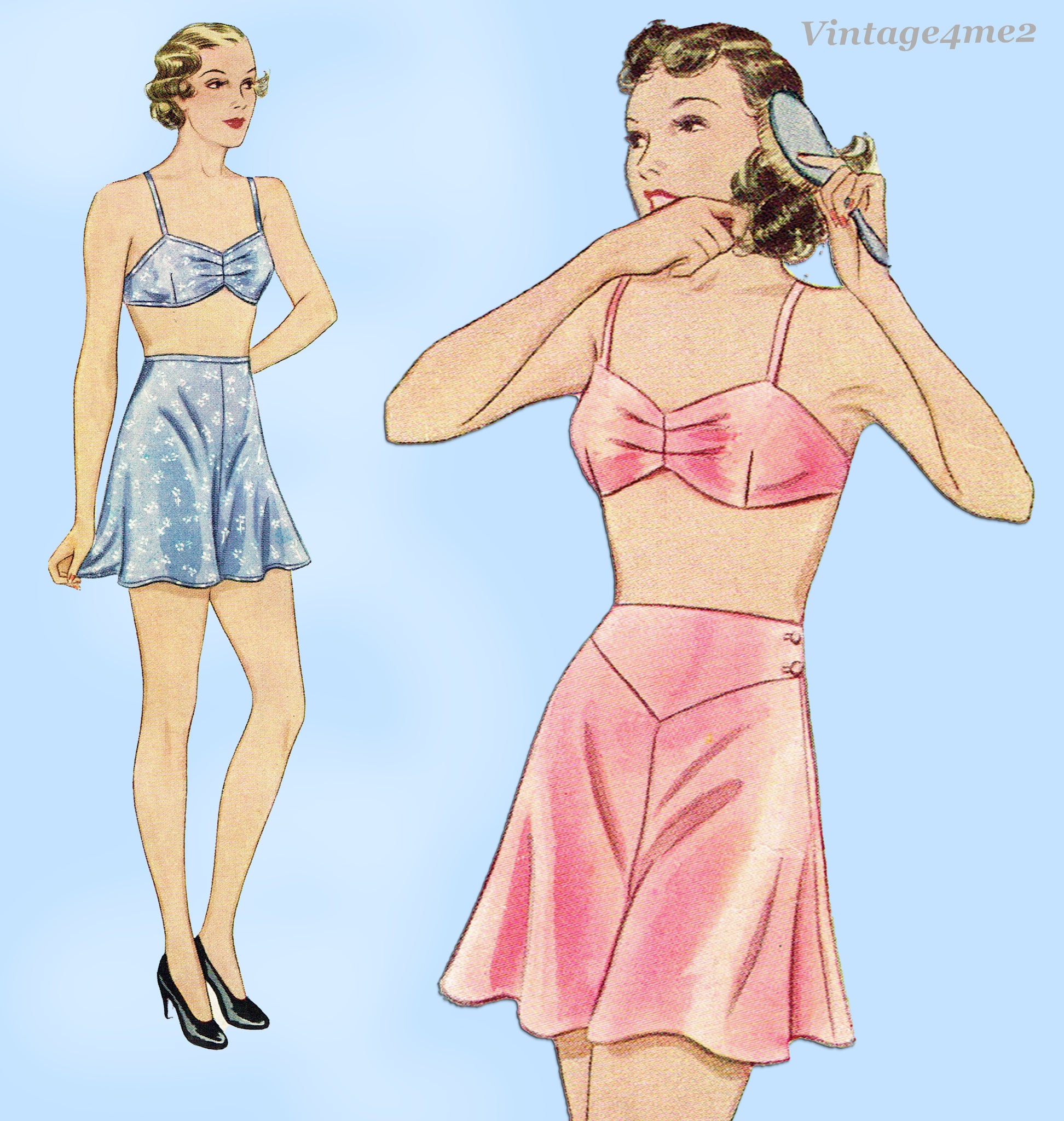 Pictorial Review 8462: 1930s Bra & Panties 36 B Vintage Sewing