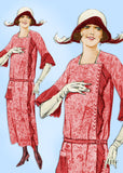 Pictorial Review 1893: 1920s Misses Flapper Dress Sz 37 B Vintage Sewing Pattern