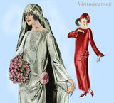 Pictorial Review 1940: 1920s Womens Flapper Wedding Dress Sz 42B Vintage Sewing Pattern
