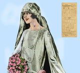 Pictorial Review 1940: 1920s Womens Flapper Wedding Dress Sz 42B Vintage Sewing Pattern