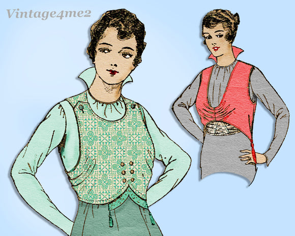 Pictorial Review 6650: 1910s Misses Edwardian Jumper 36 B Vintage Sewing Pattern