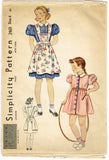 Simplicity 2469: 1940s Uncut Girls Dress and Apron Sz 6 Vintage Sewing Pattern