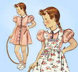 Simplicity 2469: 1940s Uncut Girls Dress and Apron Sz 6 Vintage Sewing Pattern
