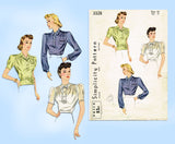Simplicity 3328: 1940s Misses WWII Blouse Size 34 Bust Vintage Sewing Pattern