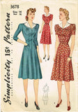 1940s Vintage Simplicity Sewing Pattern 3678 Iconic WWII Misses Dress Size 32 B