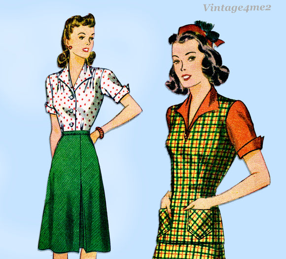 Simplicity 4161: 1940s Misses WWII Jerkin Skirt & Blouse 34B Vintage Sewing Pattern