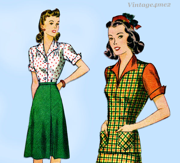 Simplicity 4161: 1940s Misses WWII Jerkin Skirt & Blouse 30B Vintage Sewing Pattern