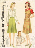 Simplicity 4161: 1940s Misses WWII Jerkin Skirt & Blouse 32B Vintage Sewing Pattern
