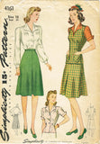 Simplicity 4161: 1940s Misses WWII Jerkin Skirt & Blouse 34B Vintage Sewing Pattern