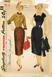1950s Vintage Simplicity Sewing Pattern 4445 Misses Dress & Jacket Size 12 30 B