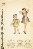 Simplicity 1455: 1940s Cute WWII Todder Girls Dress Sz6 Vintage Sewing Pattern