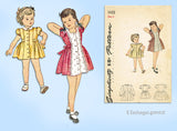 Simplicity 1455: 1940s Cute WWII Todder Girls Dress Sz6 Vintage Sewing Pattern