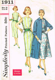 Simplicity 1911: 1950s Easy Misses Dress and Jacket Sz 36 B Vintage Sewing Pattern