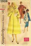 1950s Vintage Simplicity Sewing Pattern 1928 Simple Misses Hooded Coat Size 32 B